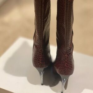 Croc like knee high boots made in Italy by Charles David .with smoky heels.